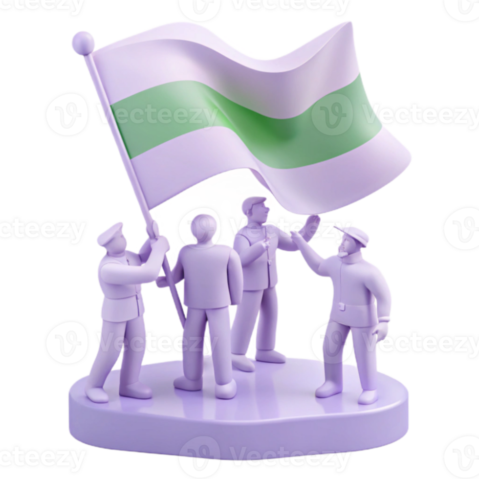 Group Holding Flag with Green Stripe png