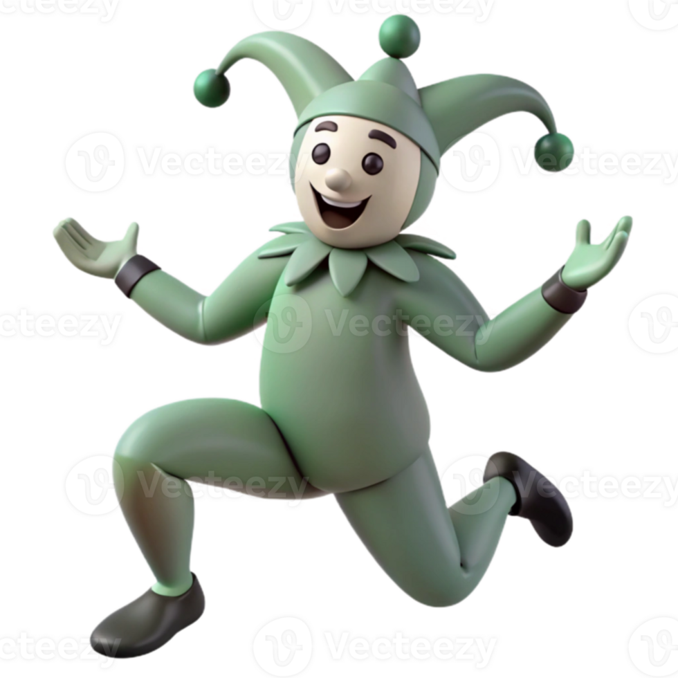 Green Jester 3D Render png