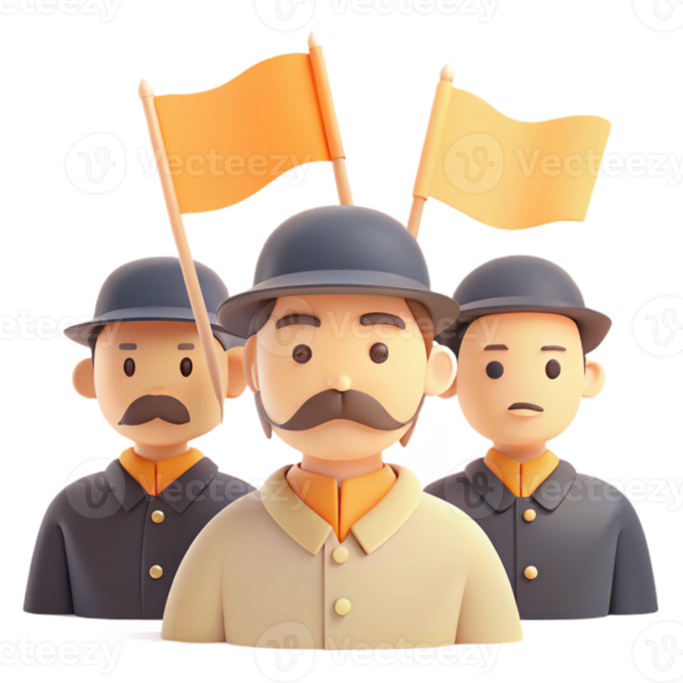 3D Cartoon Characters with Flags png
