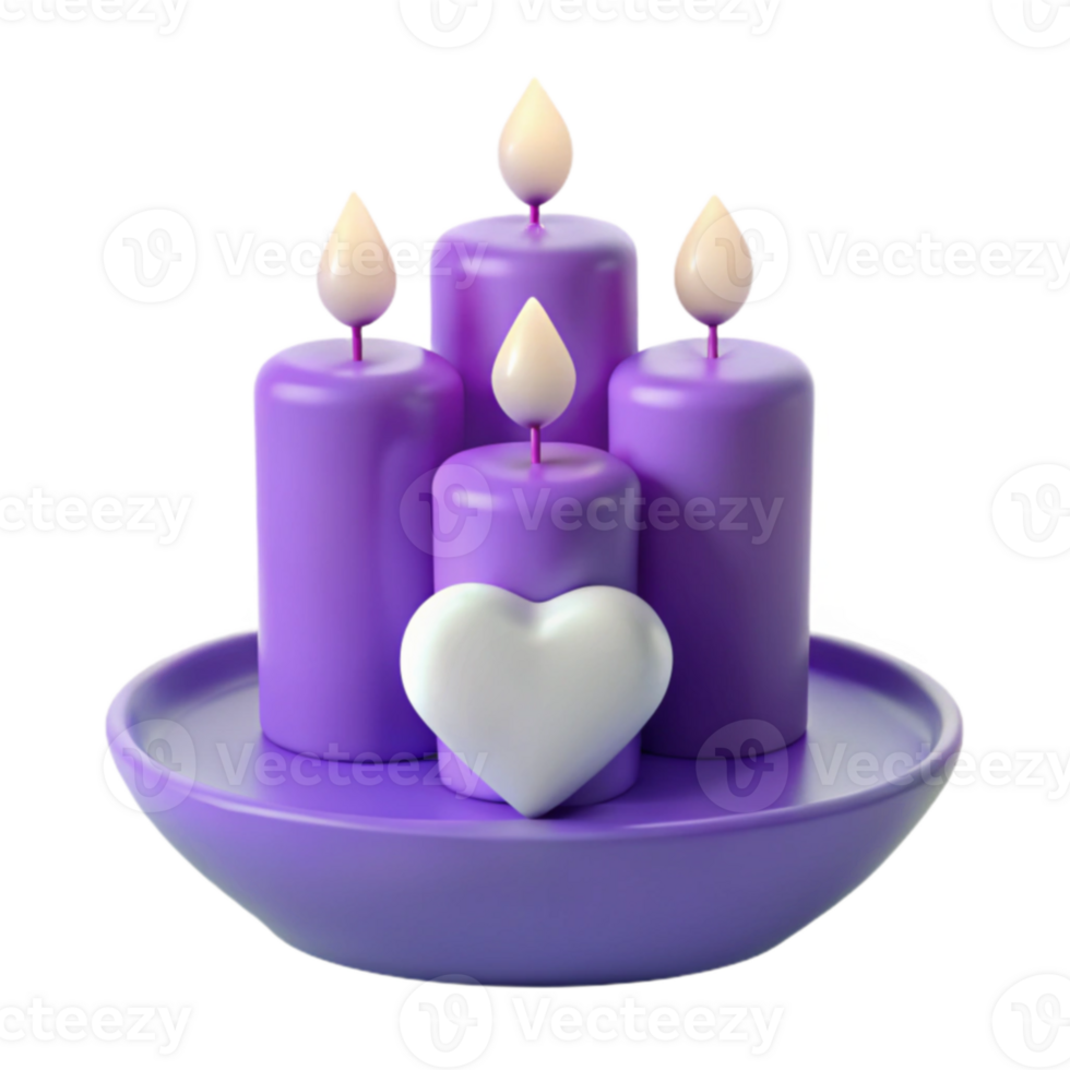 Purple Candles with Heart png
