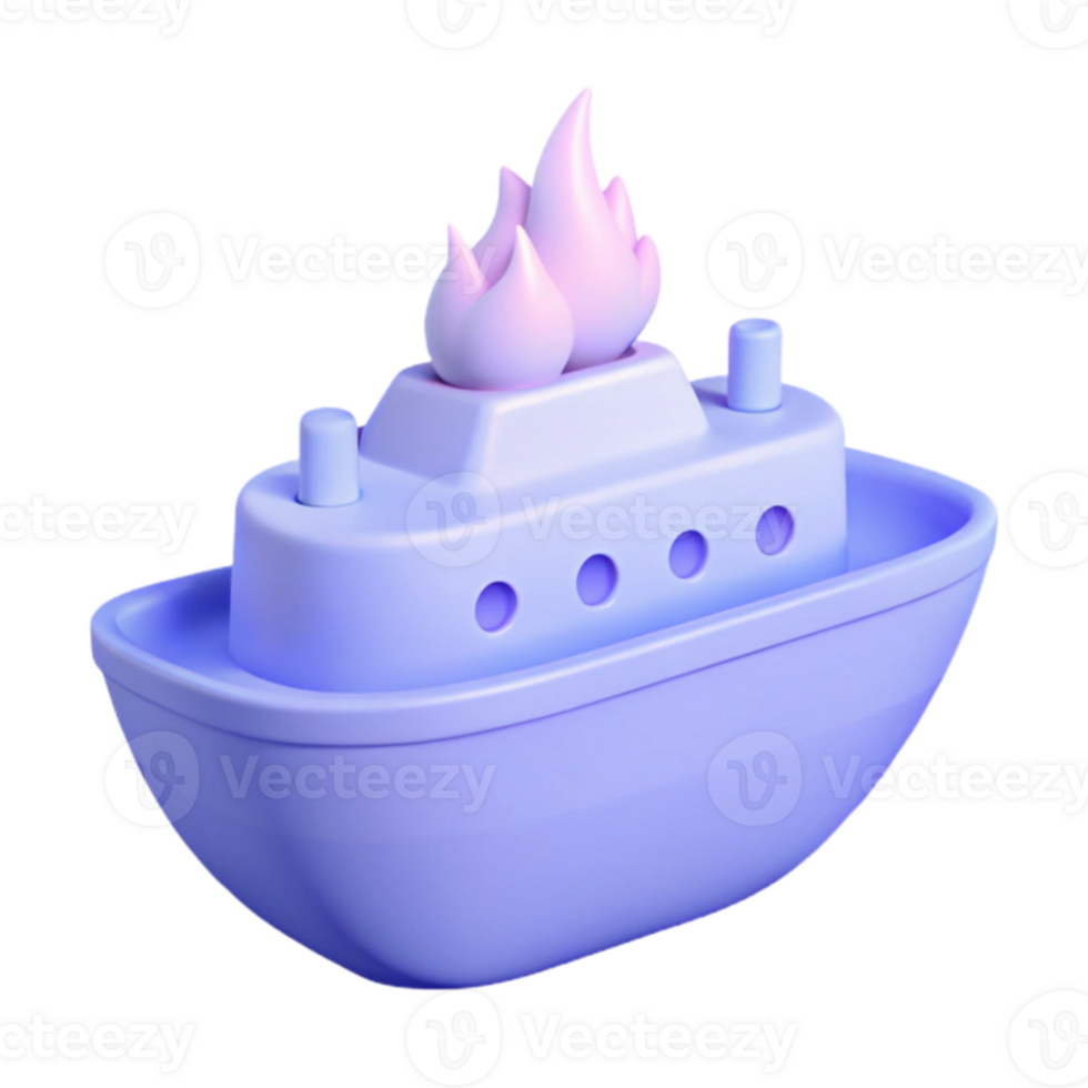Purple Boat with Flames png