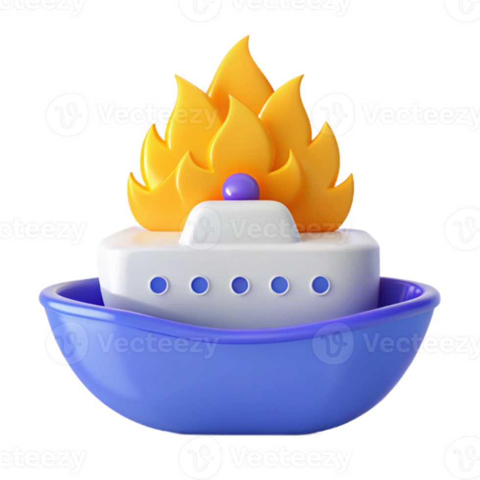 3D Burning Boat Icon png