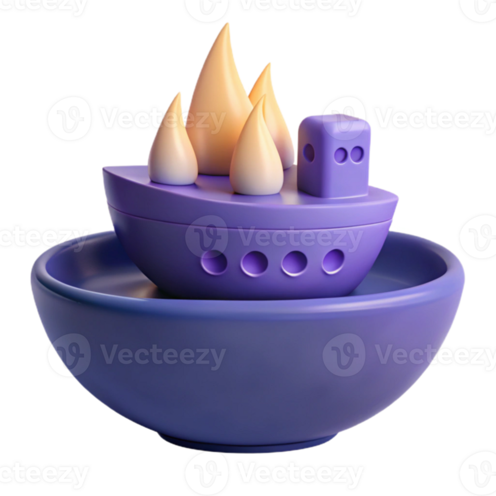Purple Boat with Flames png
