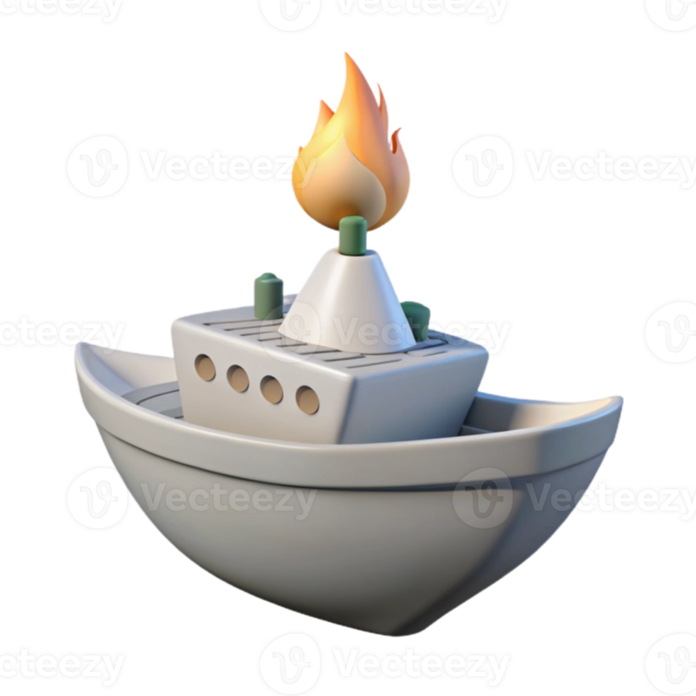 Boat with Fire on Top png