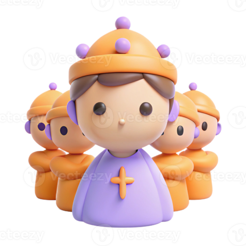 Cute 3D Cartoon Character with Cross png