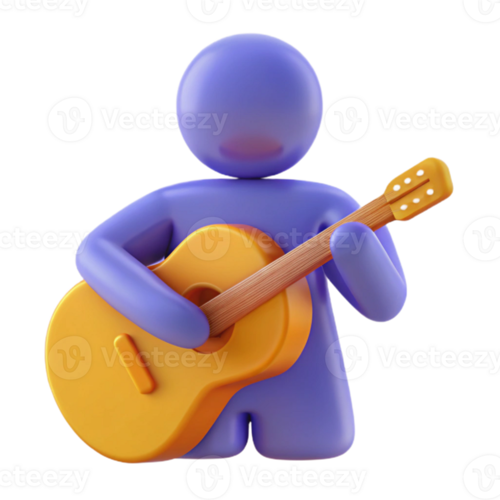 3D Cartoon Guitar Player png