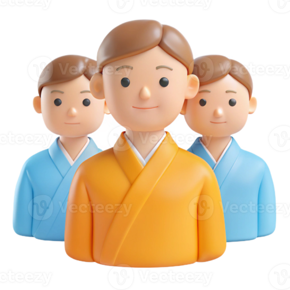 Smiling Cartoon People in Robes png