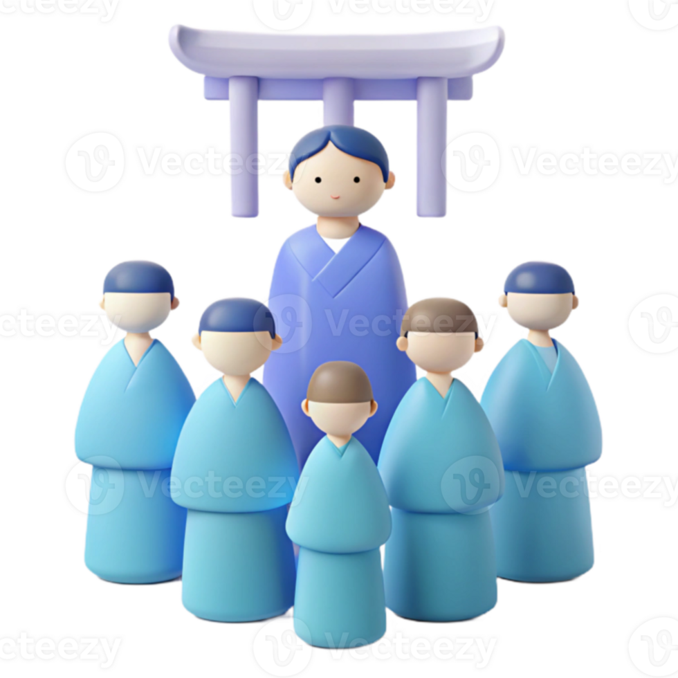 3D Render of Group of People png