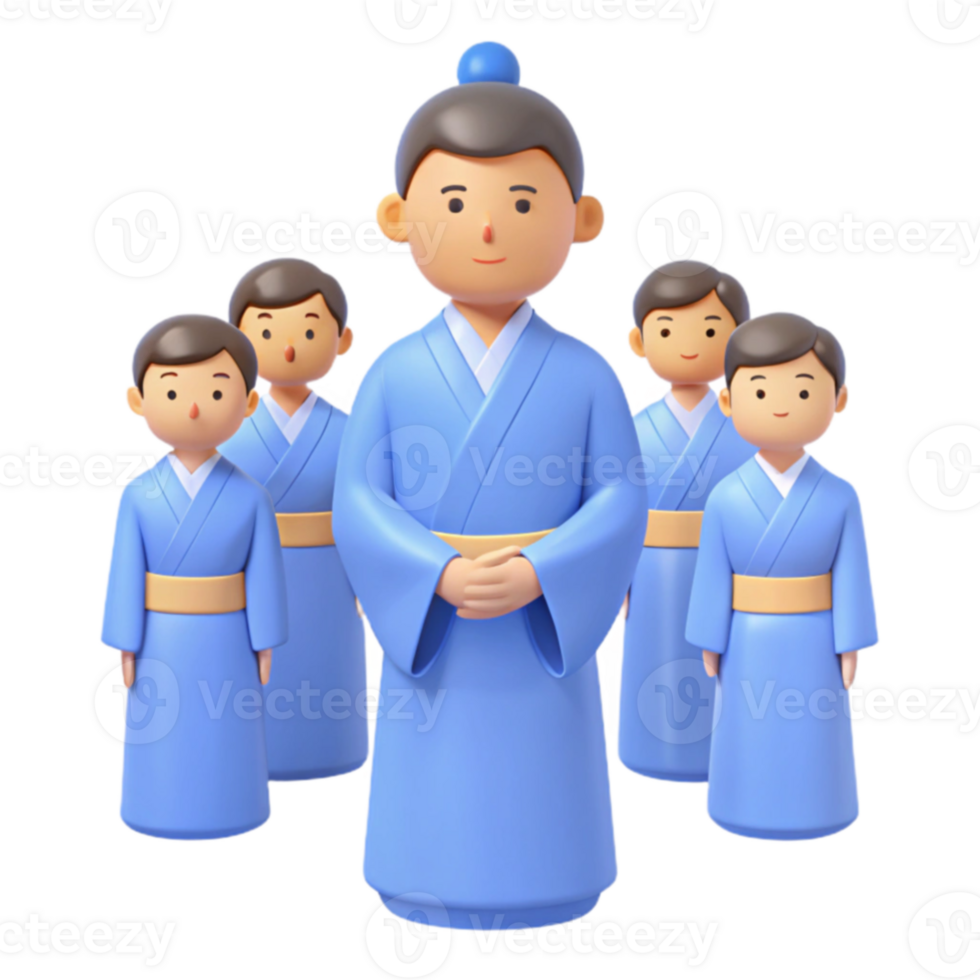 Group of People in Blue Robes png
