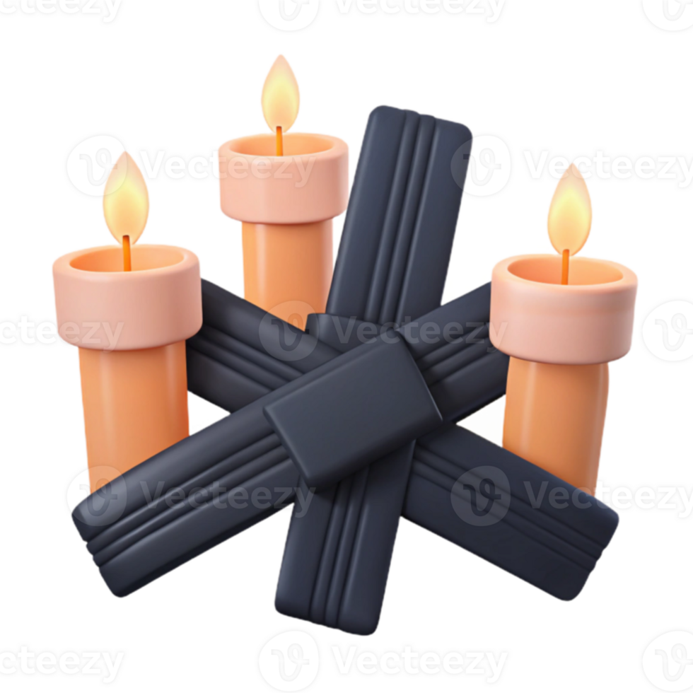 Three Candles on Cross png