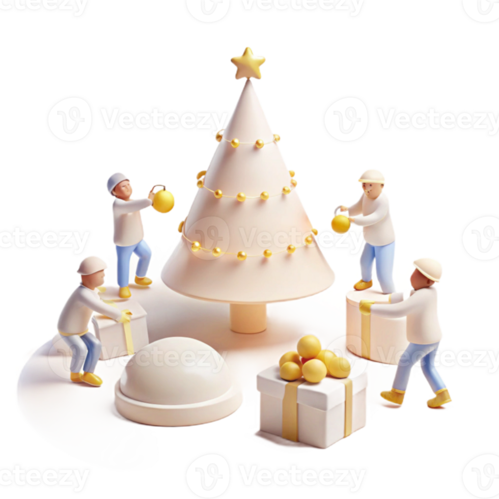 Decorating Christmas Tree with Ornaments png
