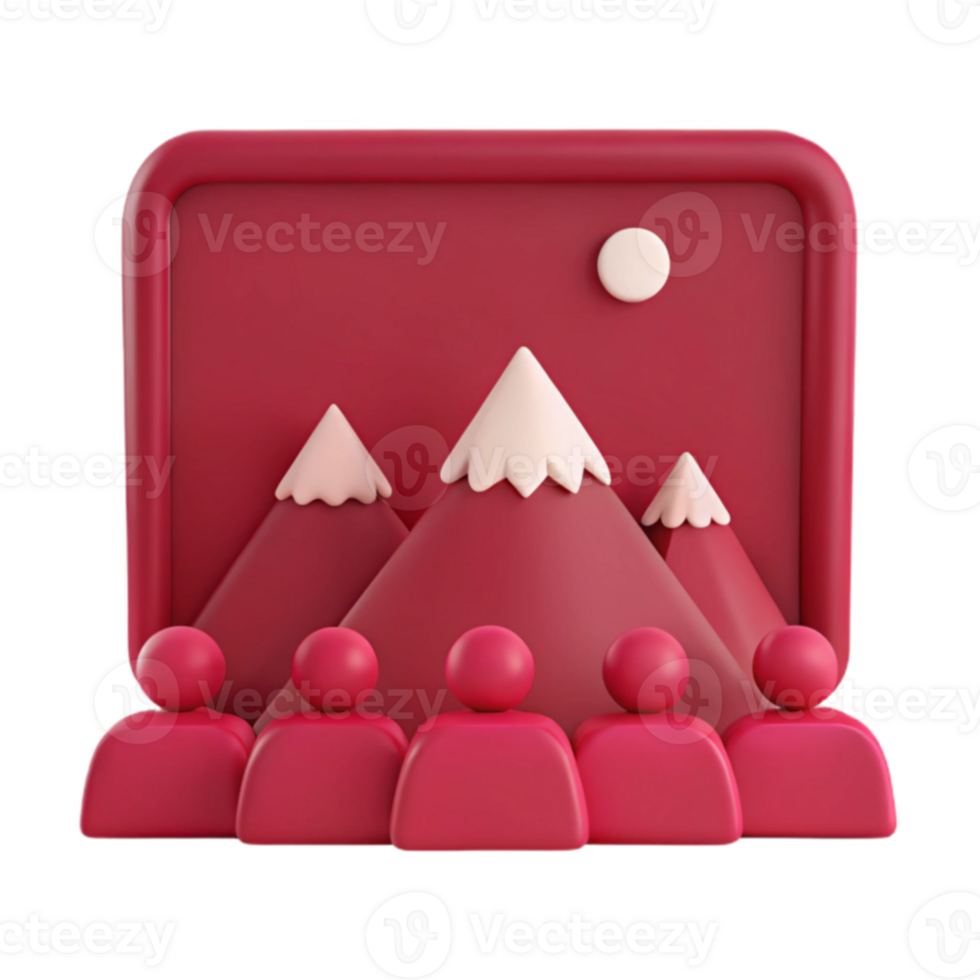 Group Viewing Mountain Scene png