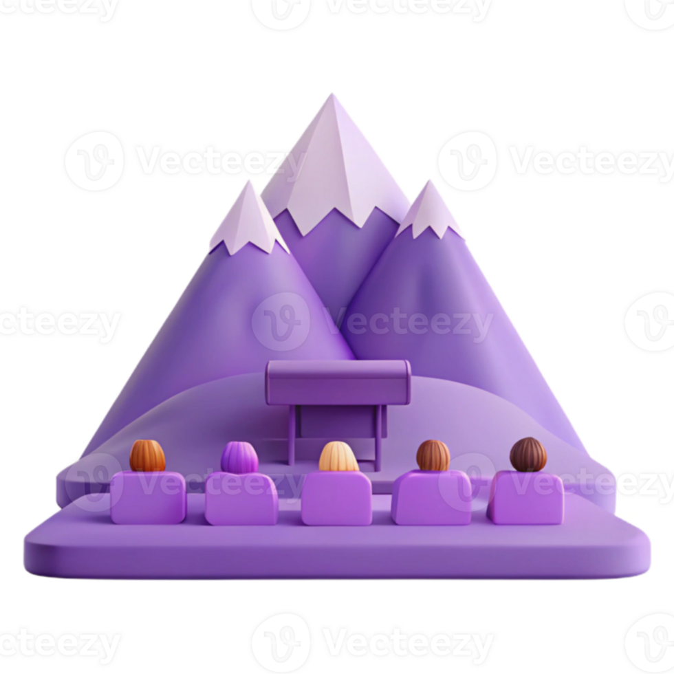 3D Mountain Stage with Audience png