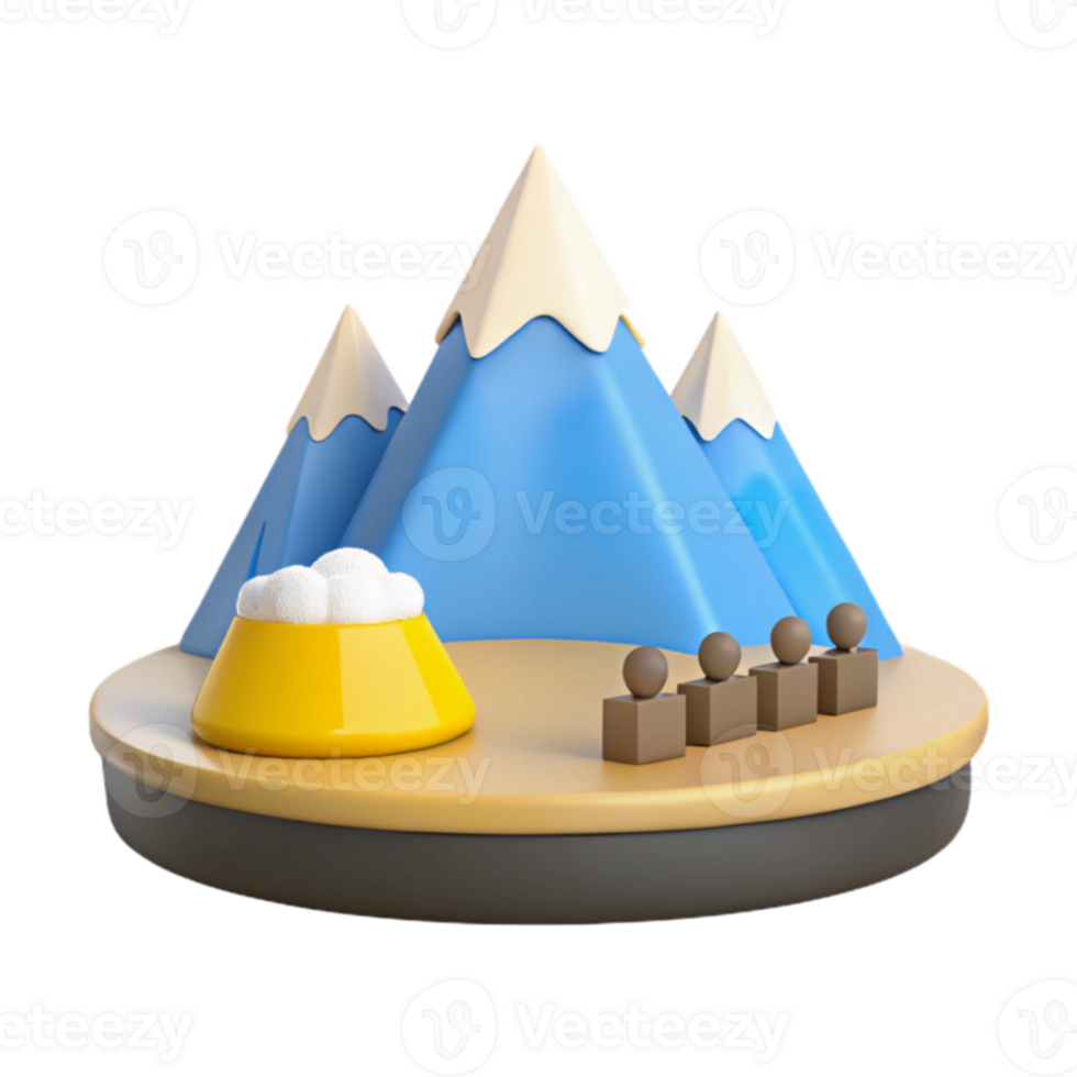 Mountain Scene with Bowl and Figures png