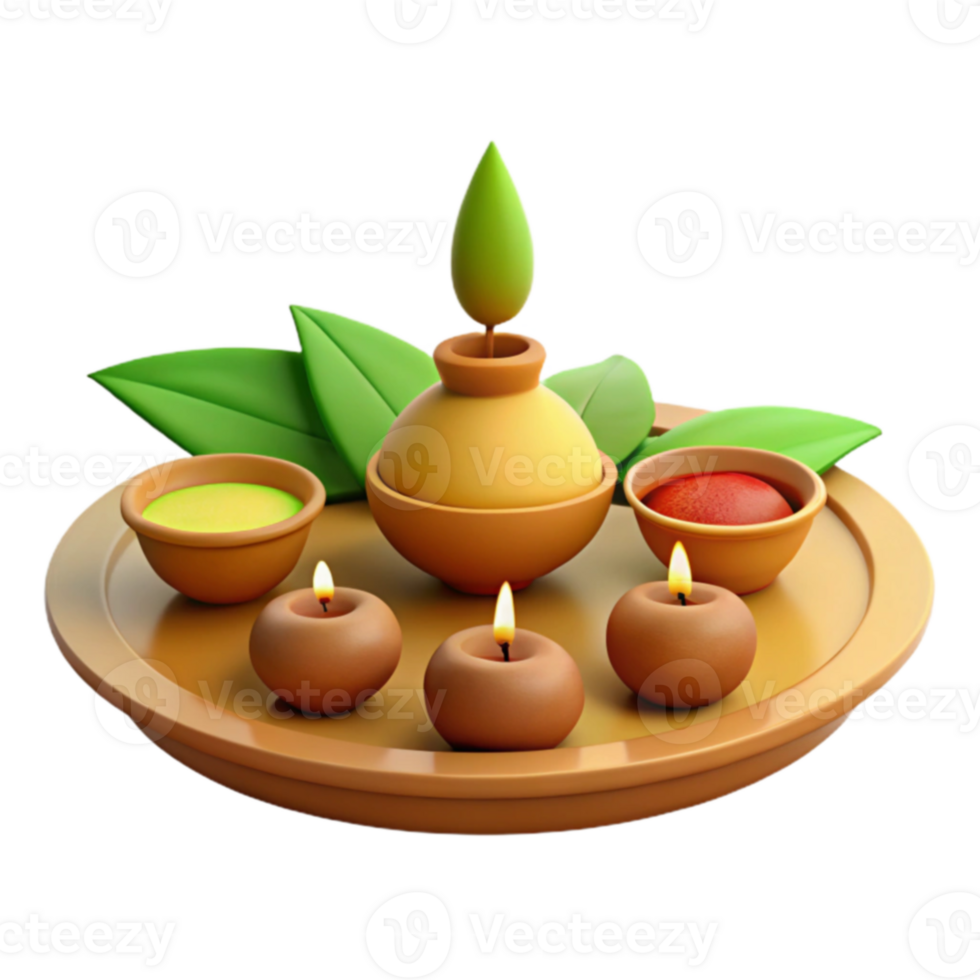 Ceremony Tray with Candles Offerings png