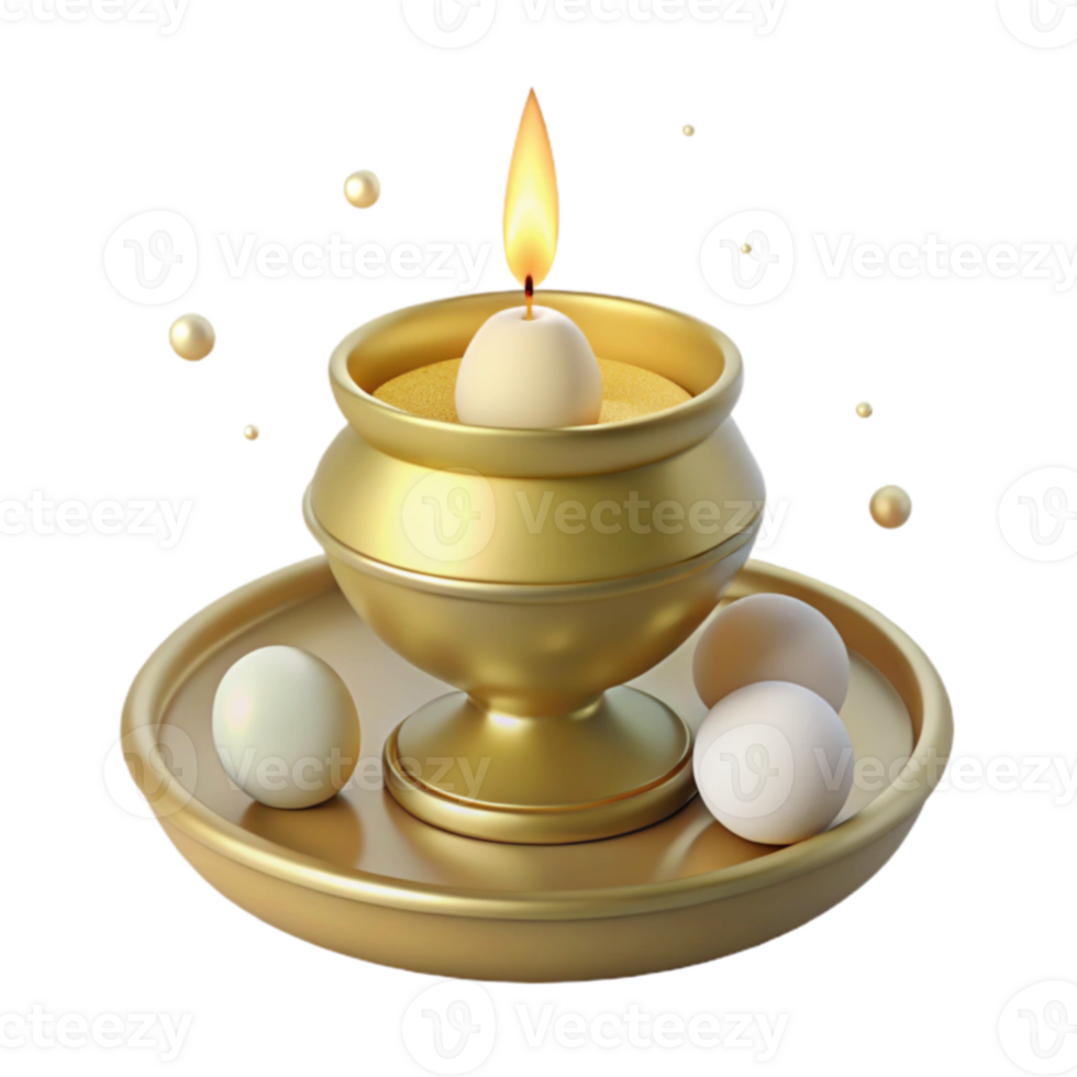 Golden Candle Holder with Eggs png