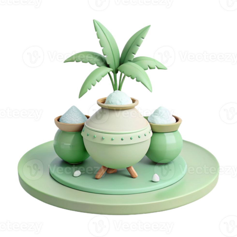 Green Pots with Palm Tree png