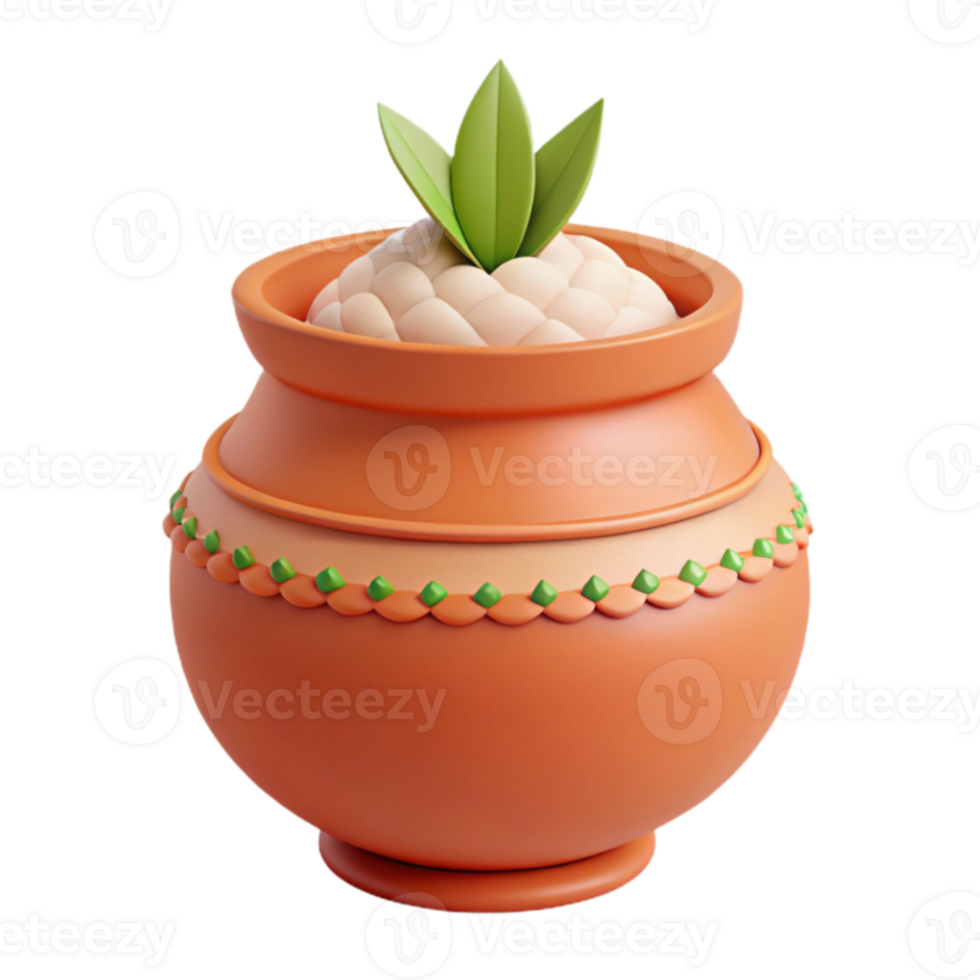 Clay Pot with Green Plant png