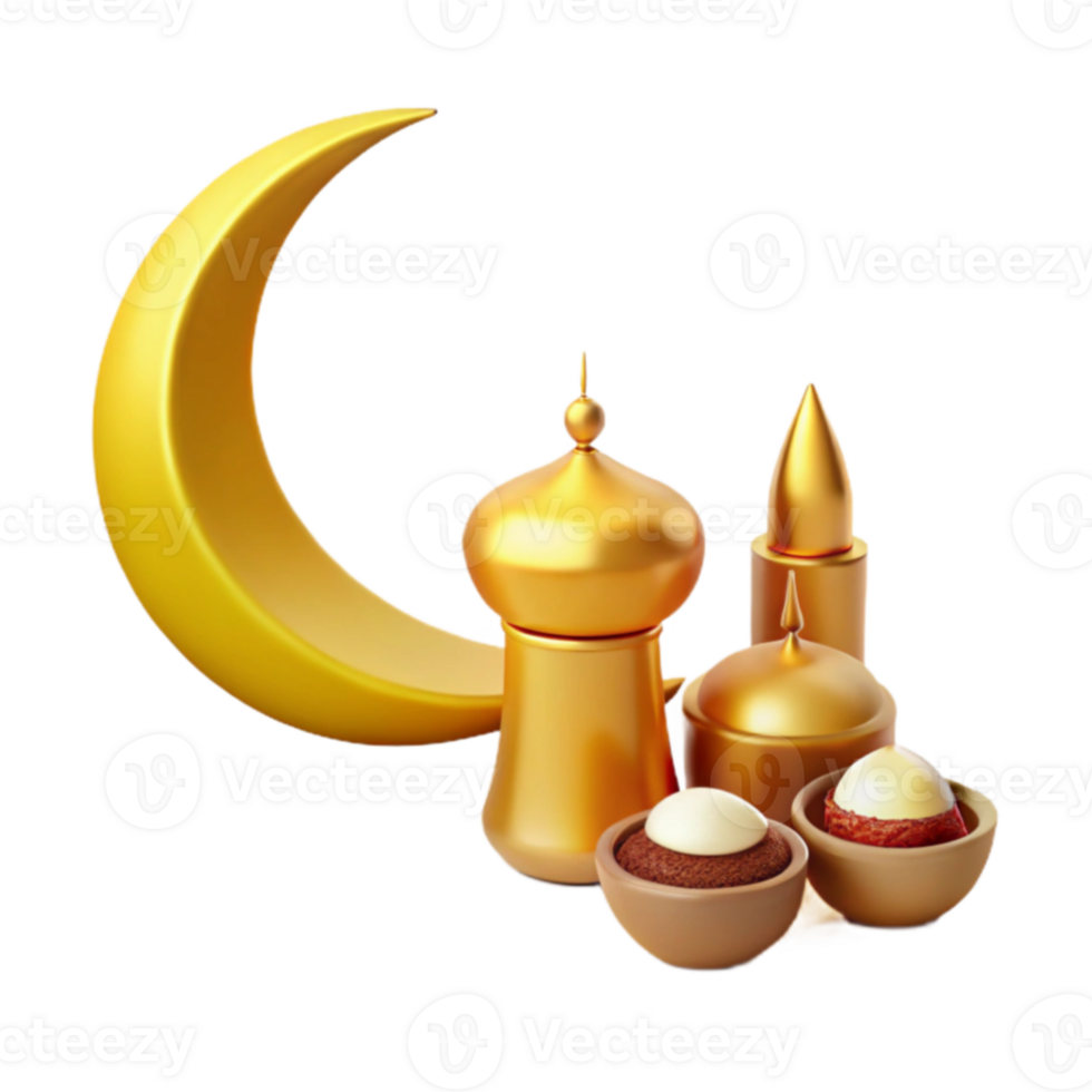 Golden Crescent Mosque Design png