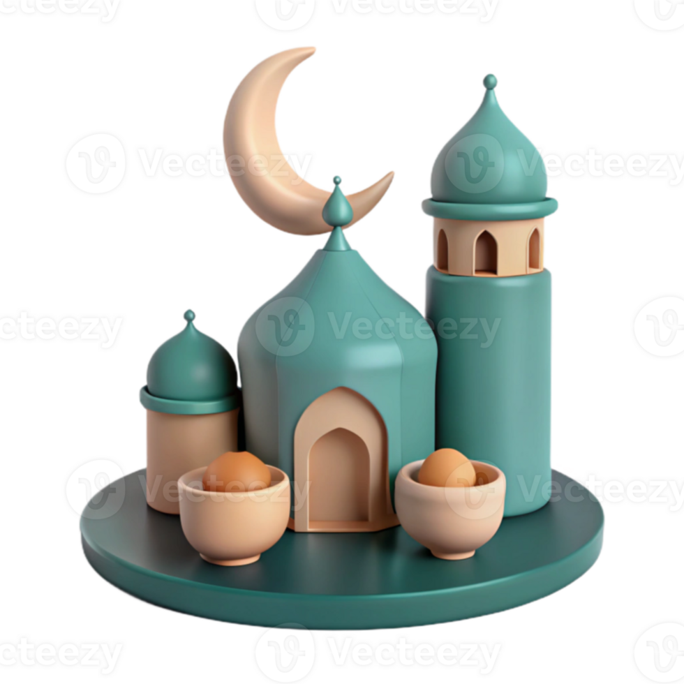 Crescent Moon Mosque 3D Render png