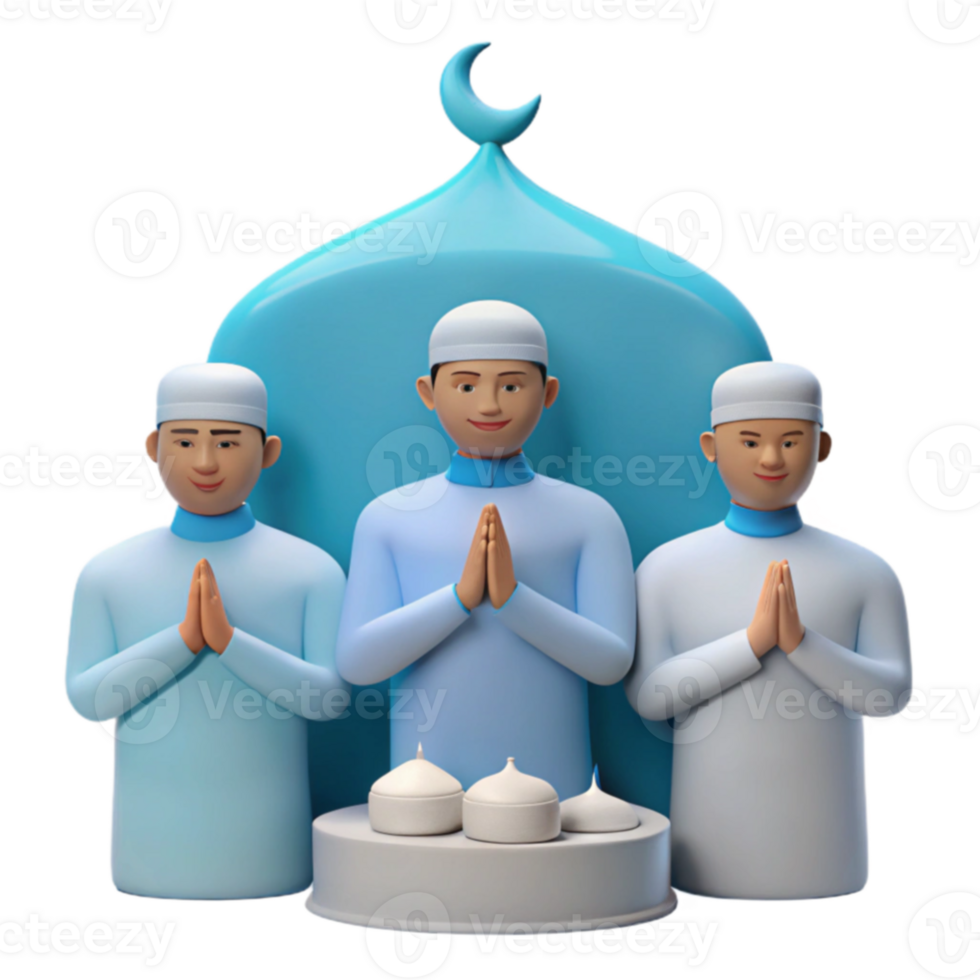 3D Illustration of Muslims Praying png