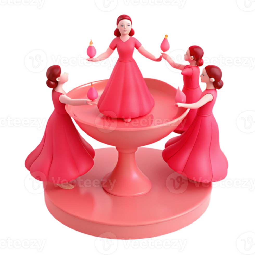 Pink Figurines on Pedestal png