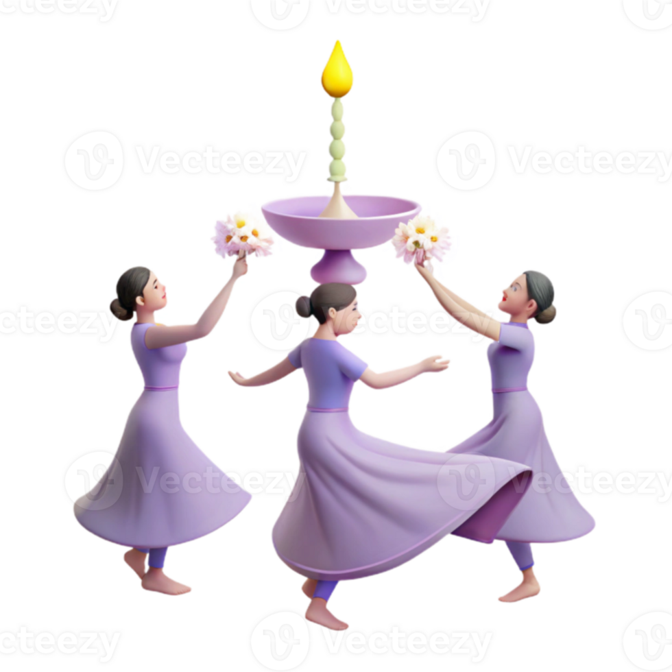 3D Illustration Women Dance Around a Candle png