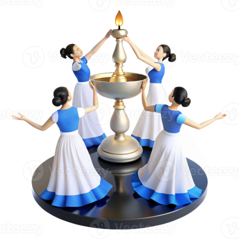 Four Women Dancing Around Lamp png