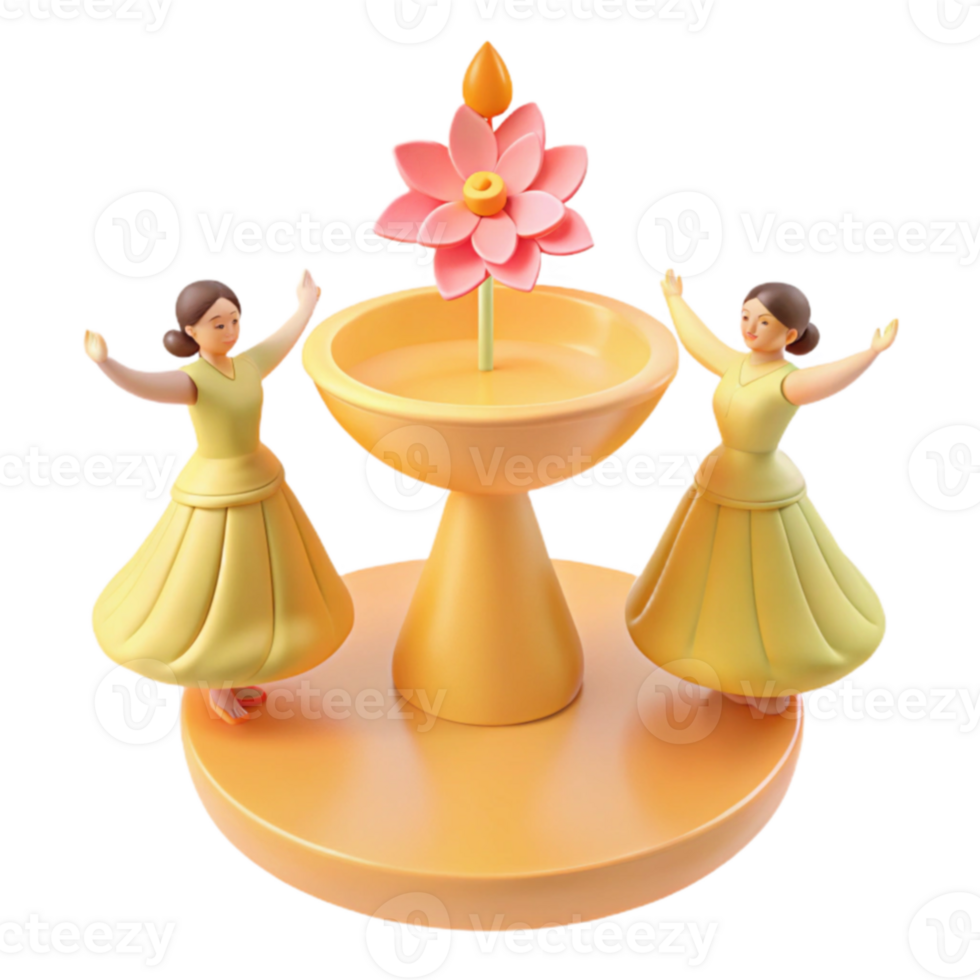 Dancing Figures Around a Flower png