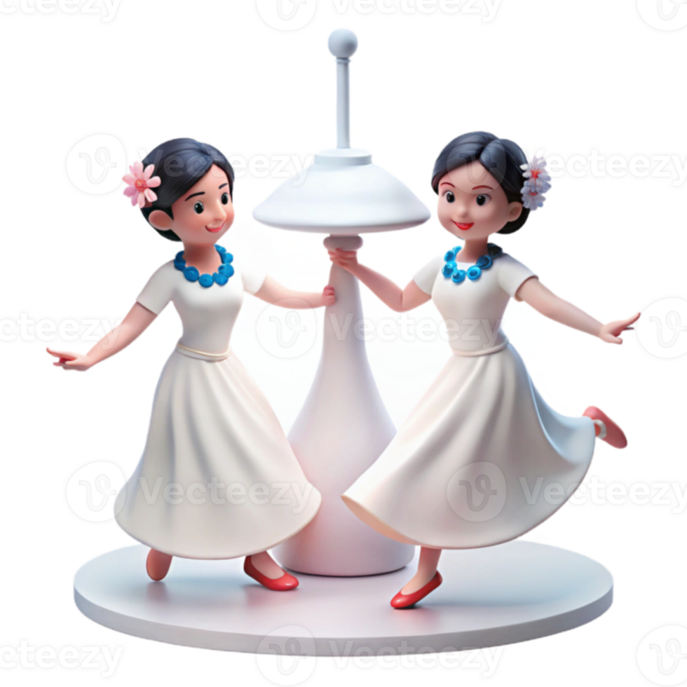 Two Girls Dancing Around Lamp png