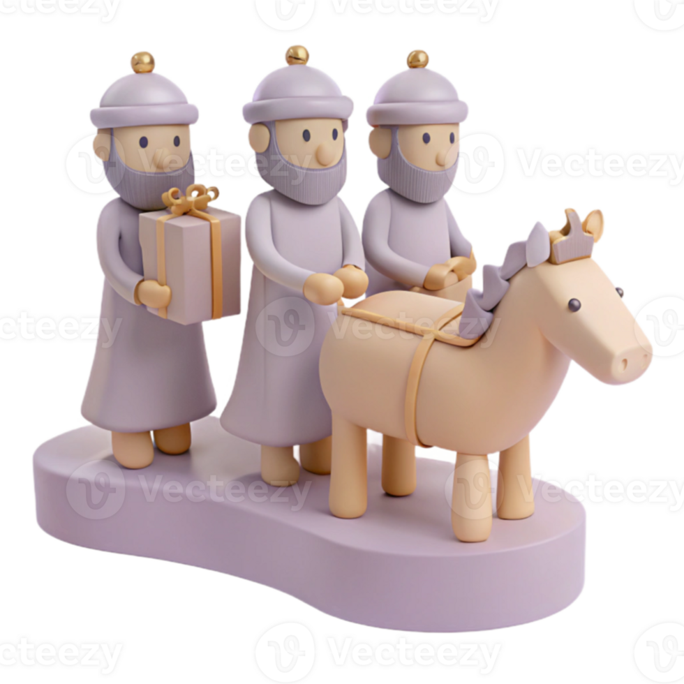 Three Wise Men Camel 3D Render png