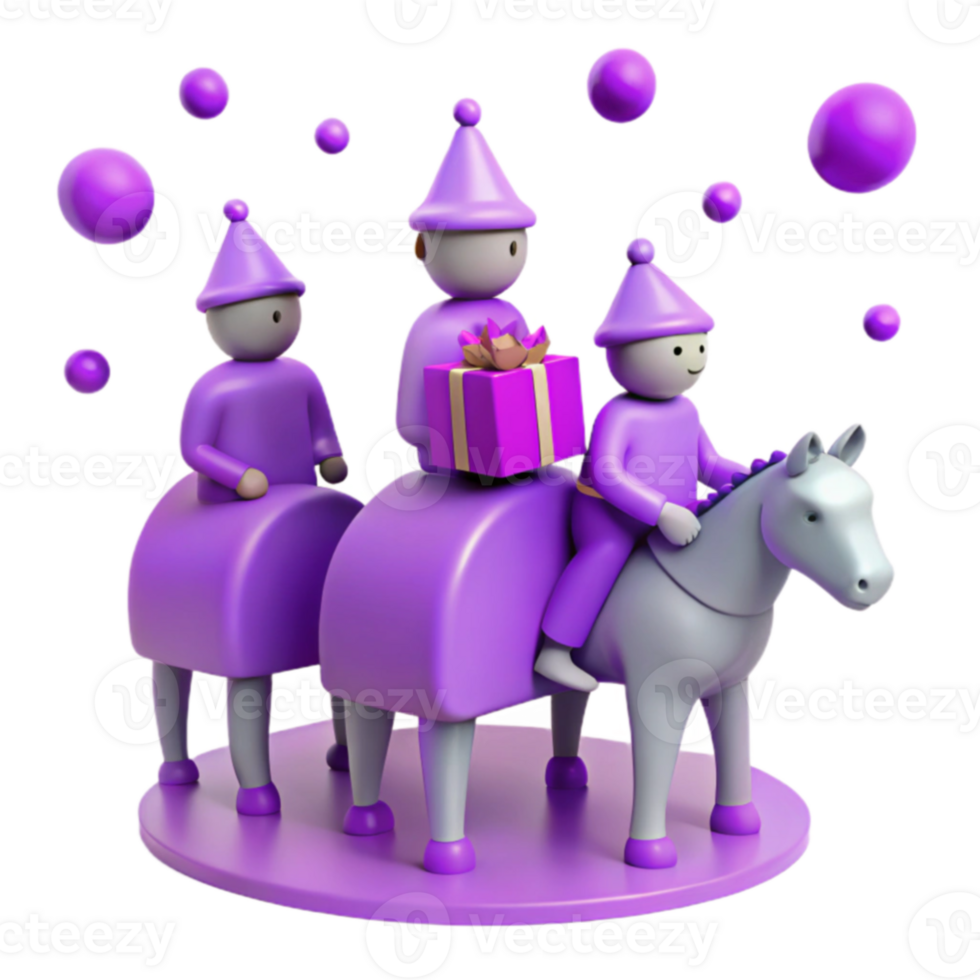 Purple Characters Riding Horse png