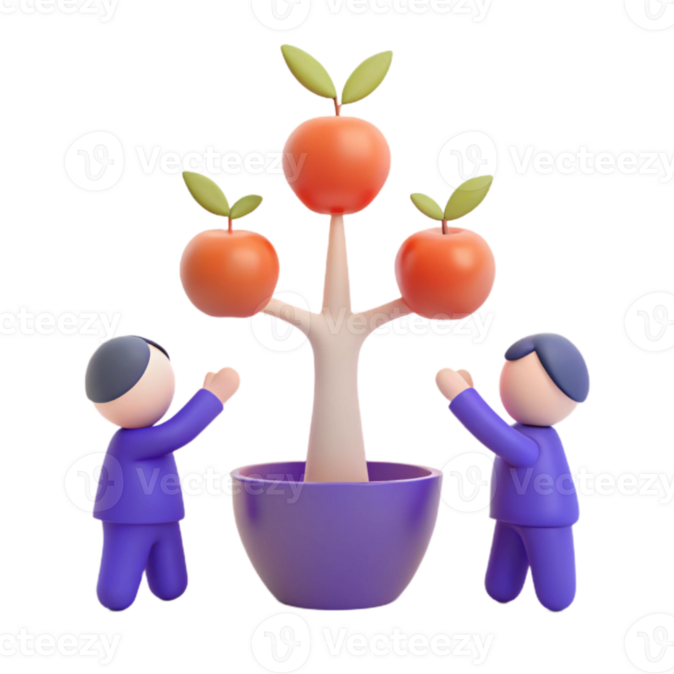 Sharing Success Two People Admiring a Fruit Tree png