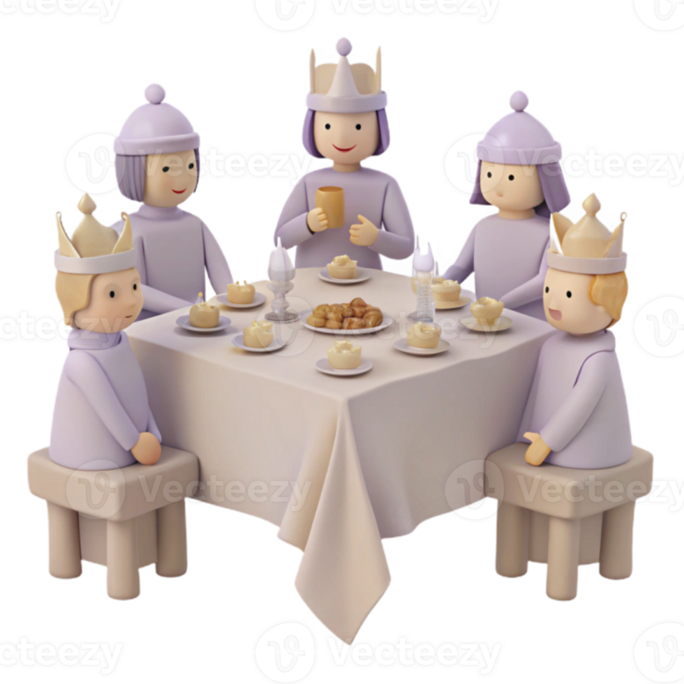 Kids at Dinner Table png