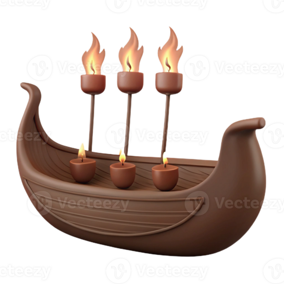 Candle Boat with Flames png