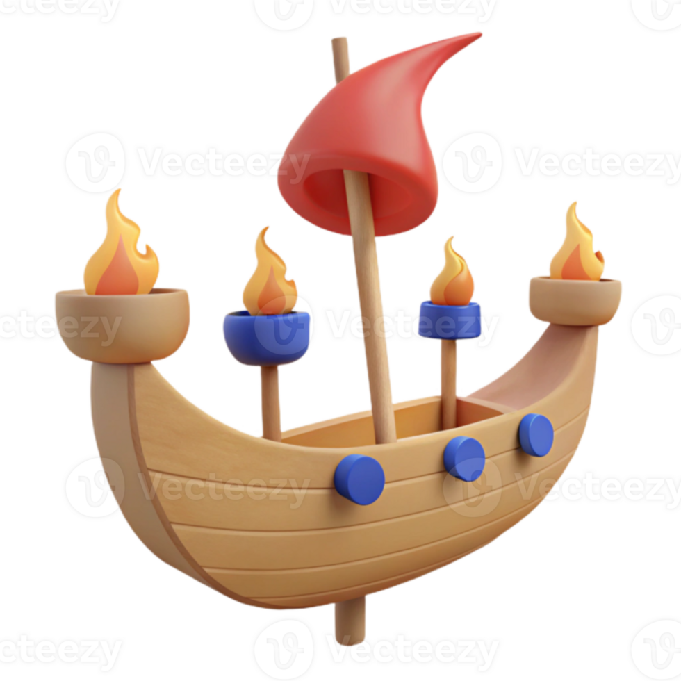 Wooden Boat with Flames png