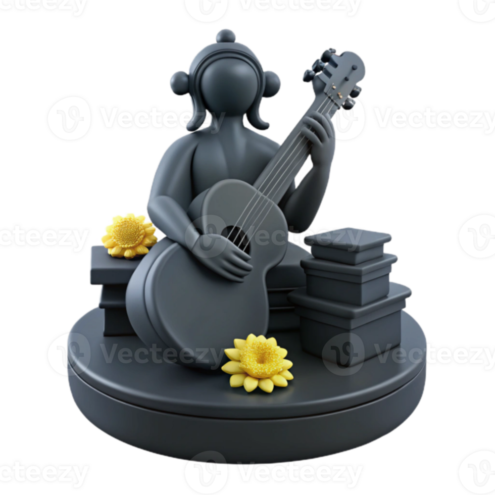3D Model Musician with Guitar png