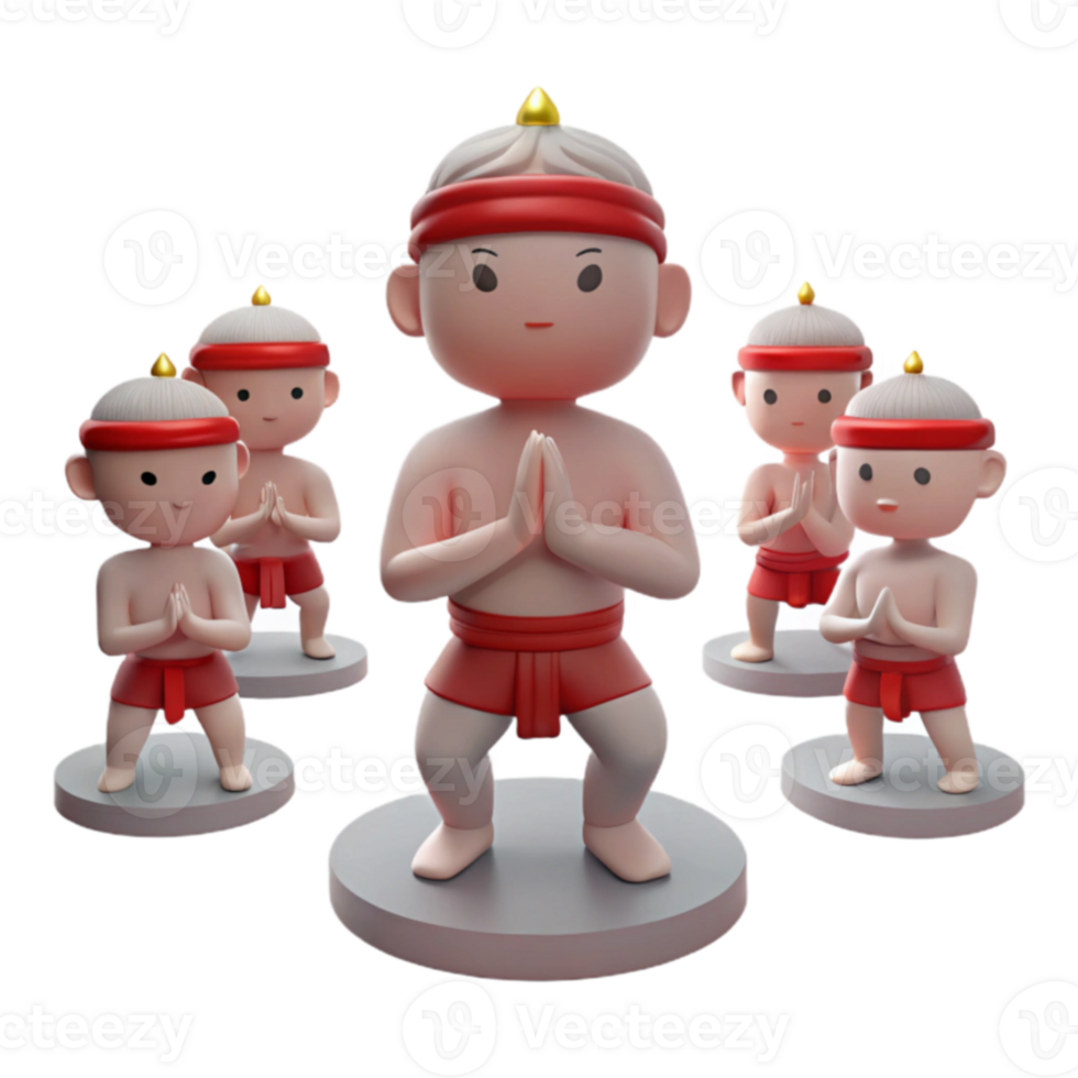 Cute 3D Characters in Red png