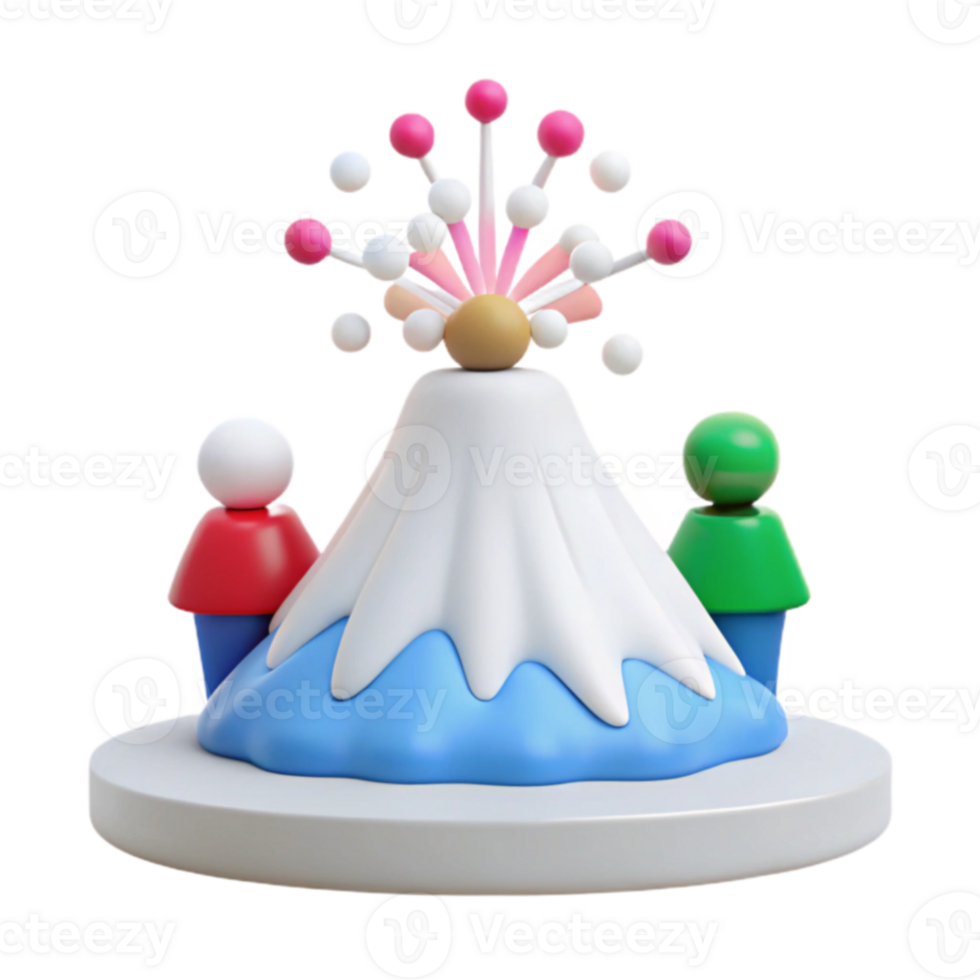 3D Mountain with Erupting Flowers png
