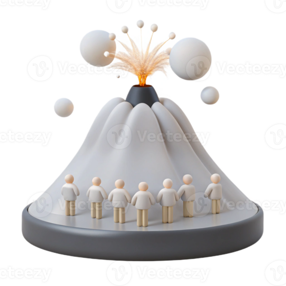 Volcano Eruption with People png