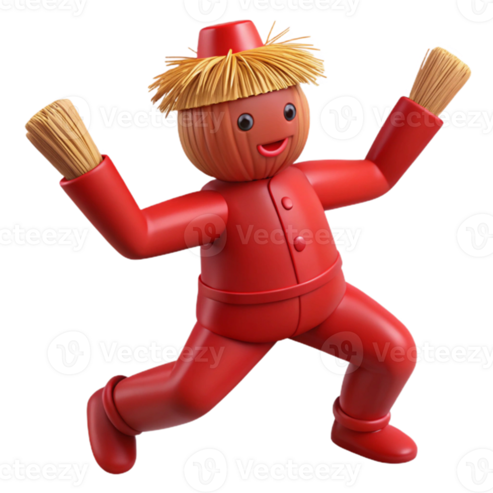 Cheerful Red Scarecrow png