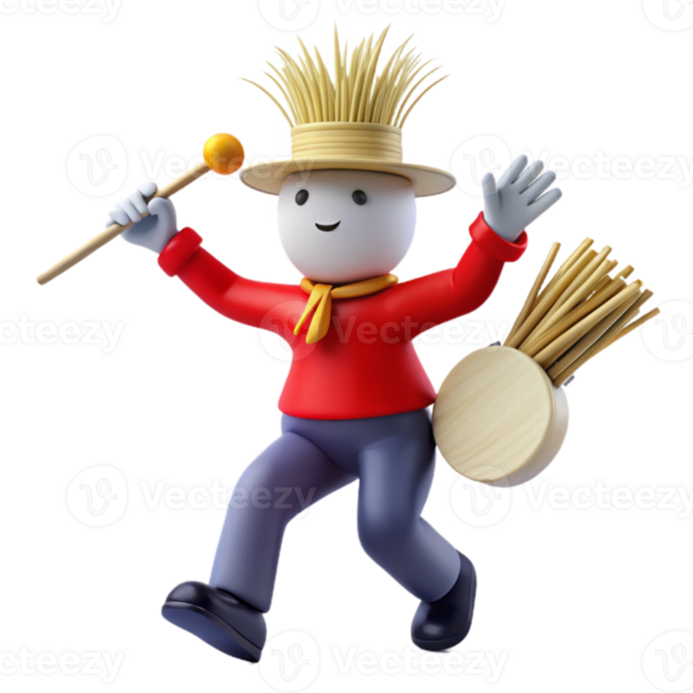 Happy 3D Character with Hat png