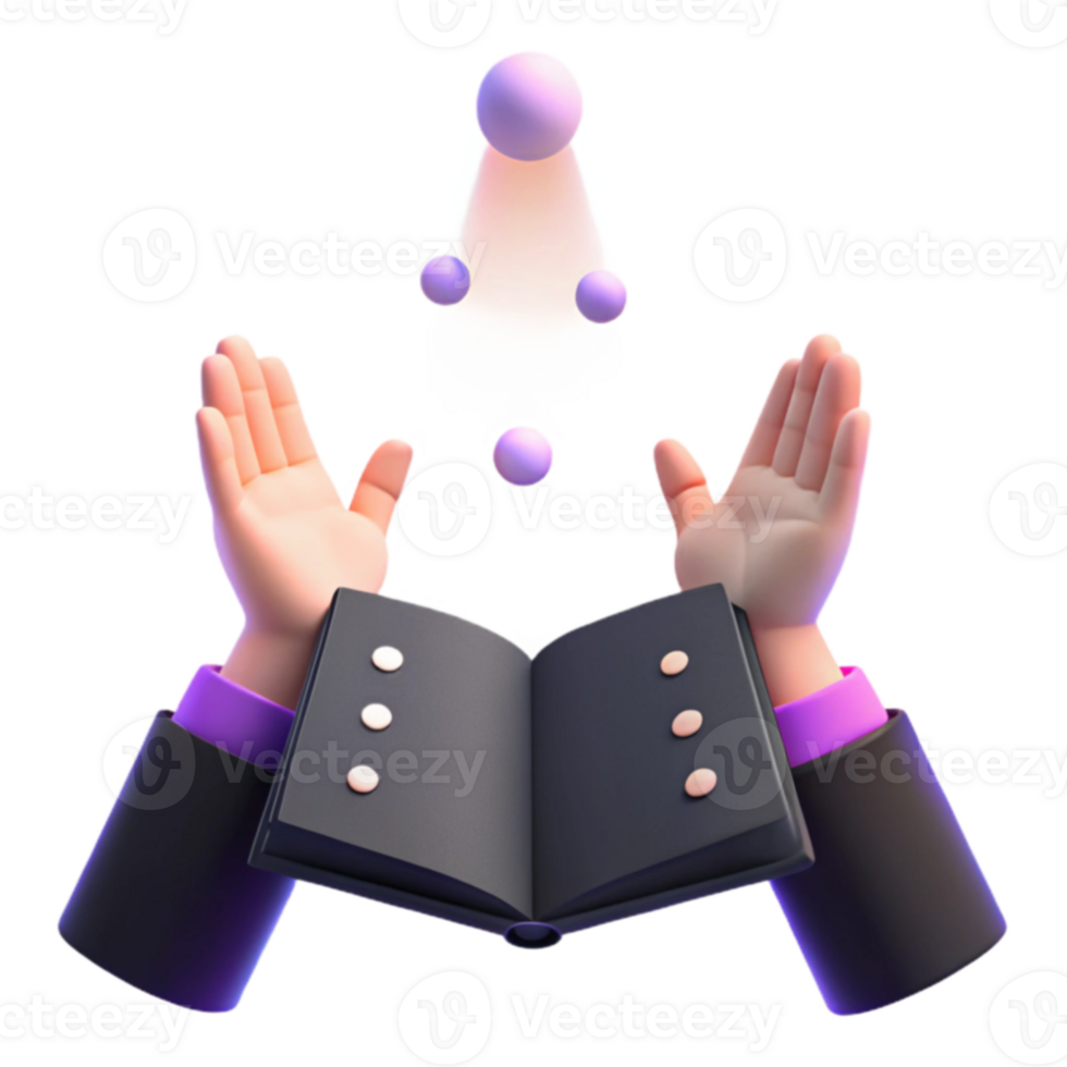 Magic Book with Floating Orbs png