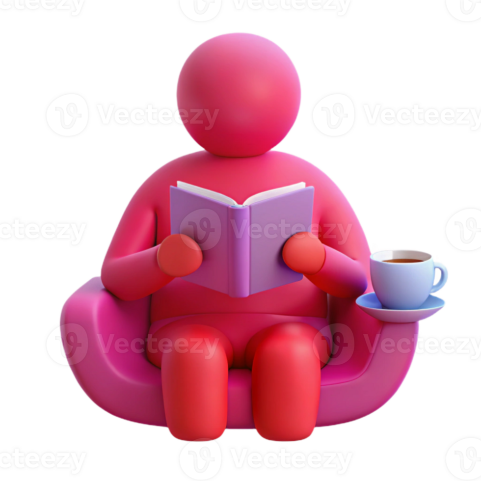 Relaxing with a Book and Coffee png