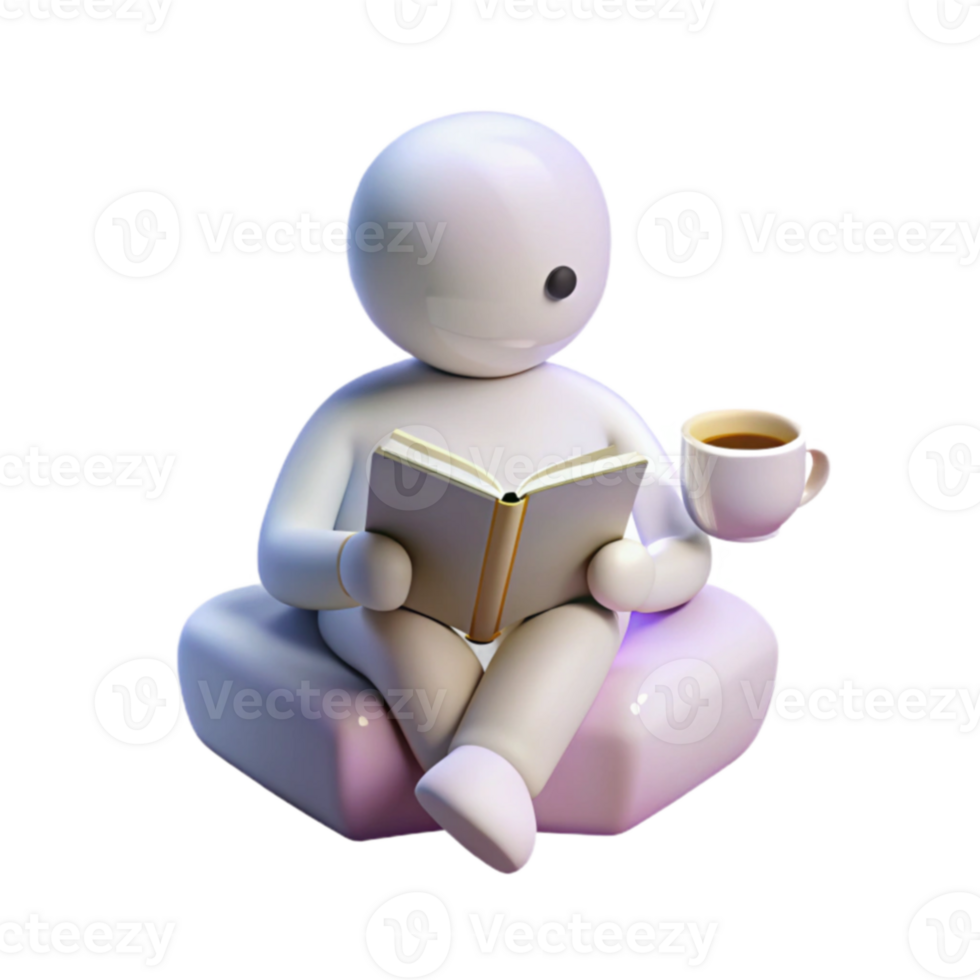 Relaxing with a Book and Coffee png