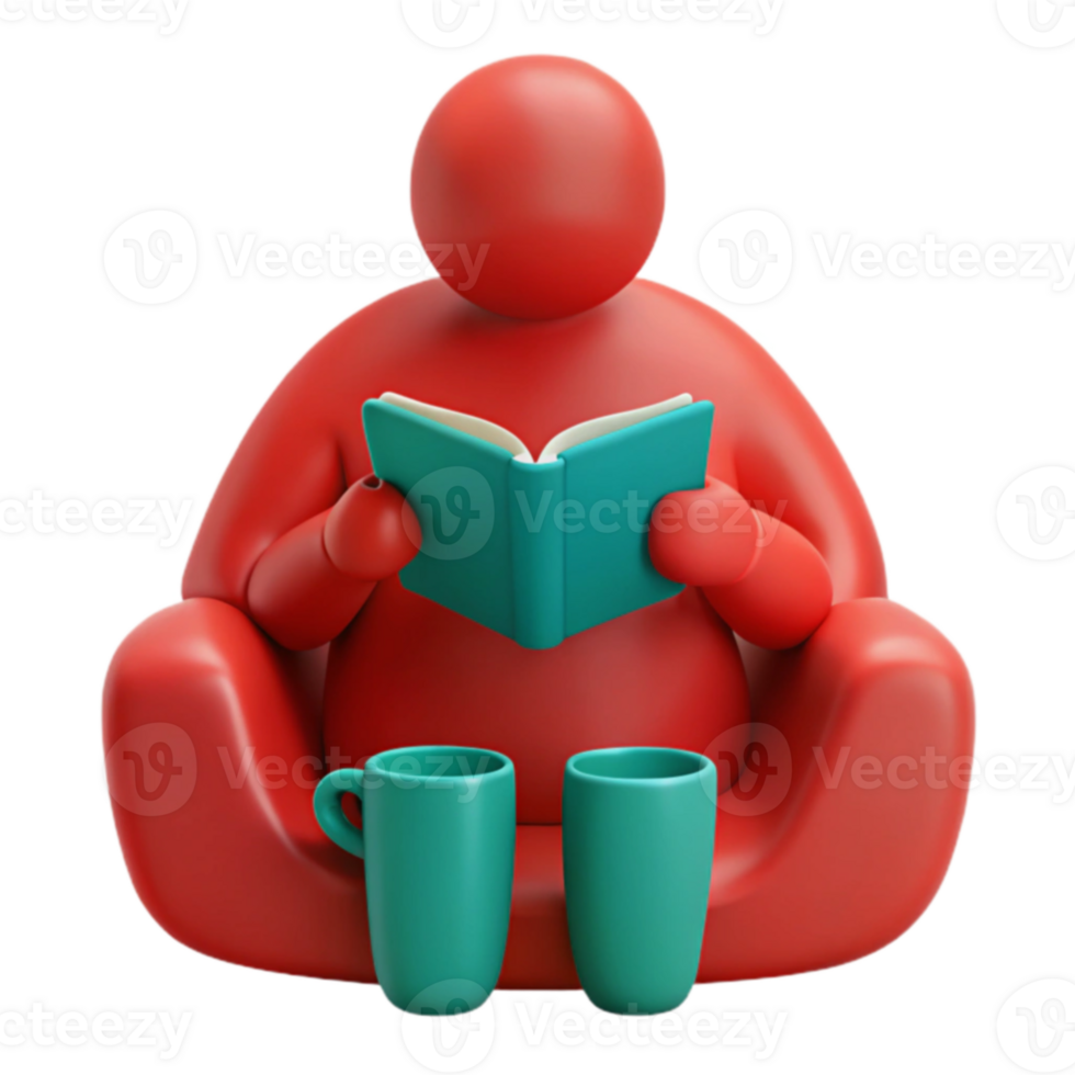 Relaxing with a Book and Tea png
