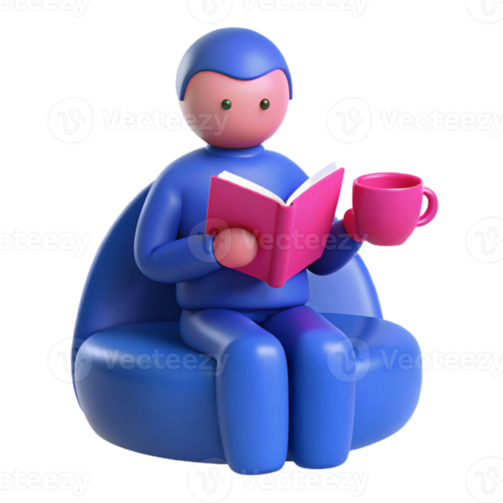 Relaxing with a Book and Drink png