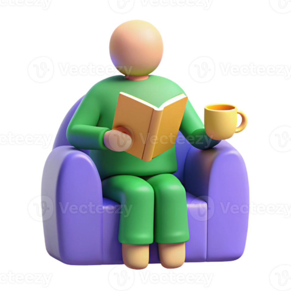 Relaxing with a Book and Coffee png