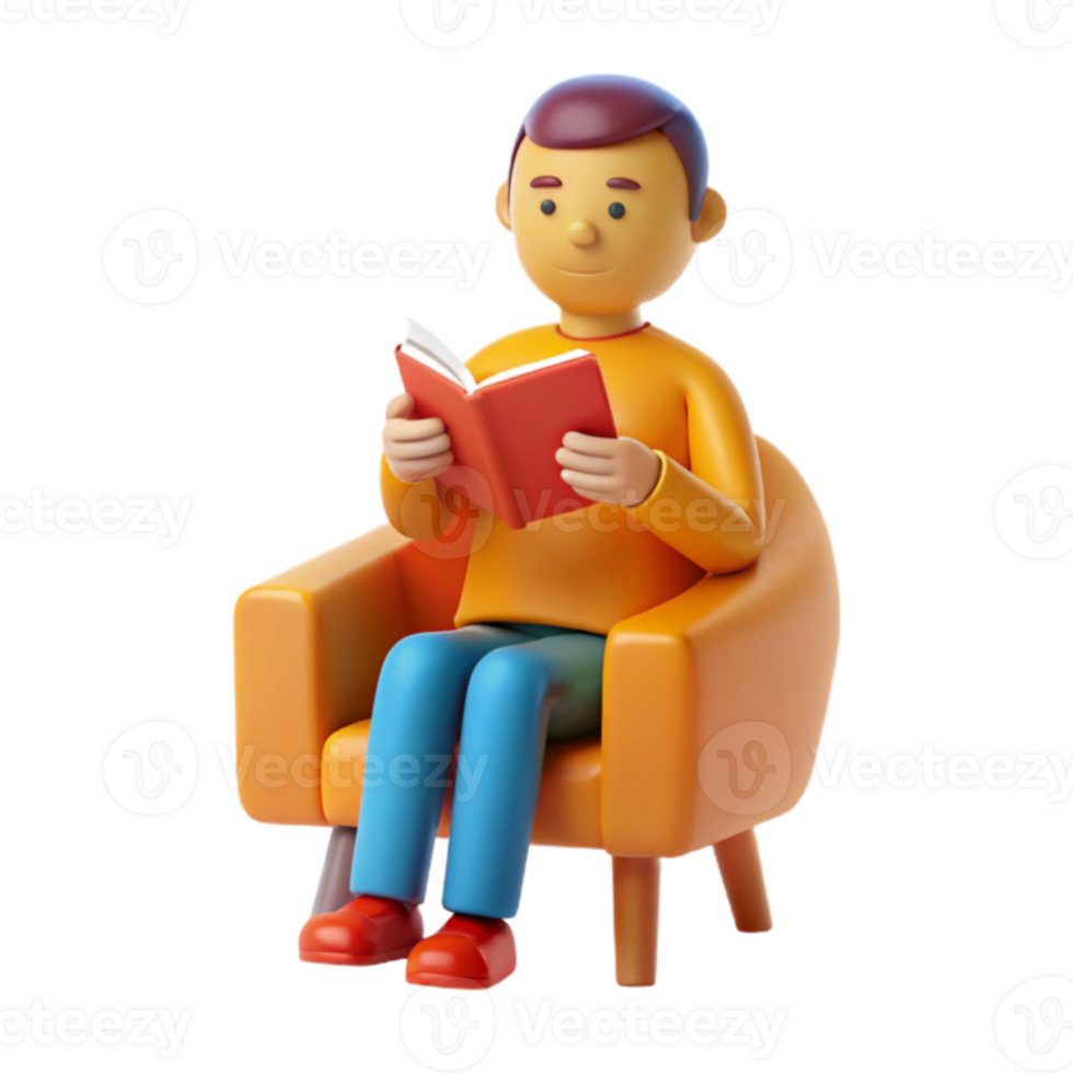 Man Reading in Chair png