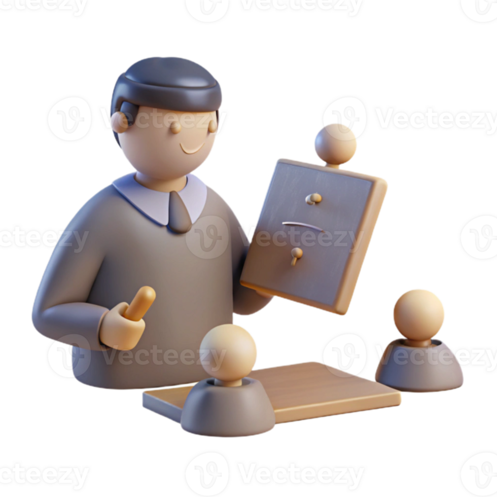 3D Teacher Students Illustration png
